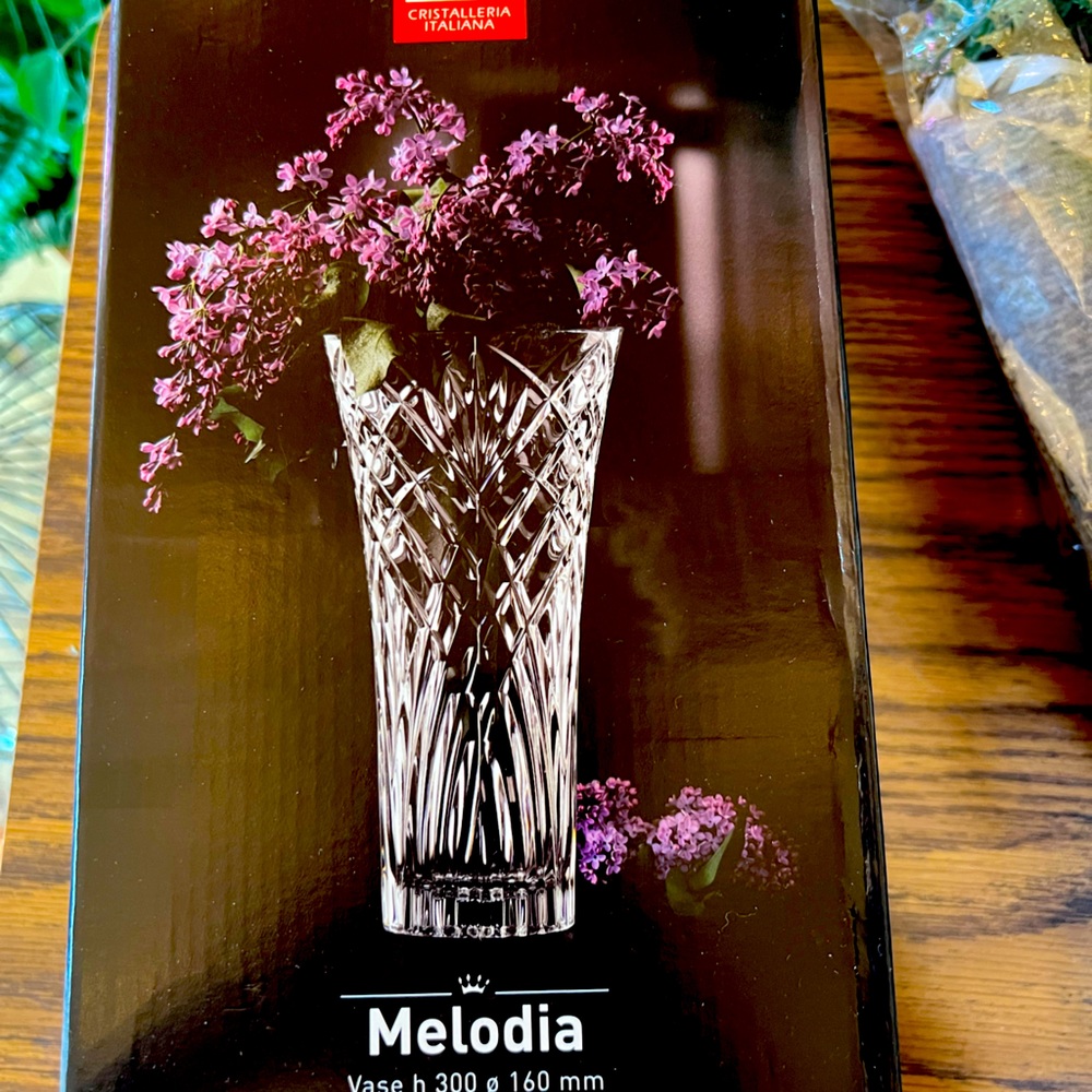 NIB Lorren Home Trends RCR Melodia 12 Clear Crystal Vase